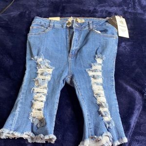 Denim frayed shorts
